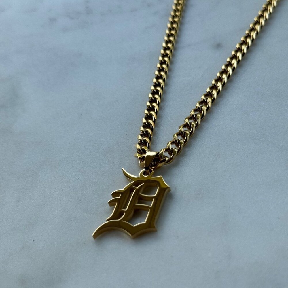 Detroit Tigers Necklace - Gold Plated - 5mm Cuban - 22" Chain - Valentines Gift